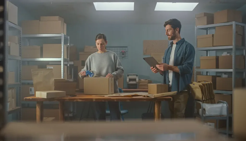 Ecommerce order being packed for shipping