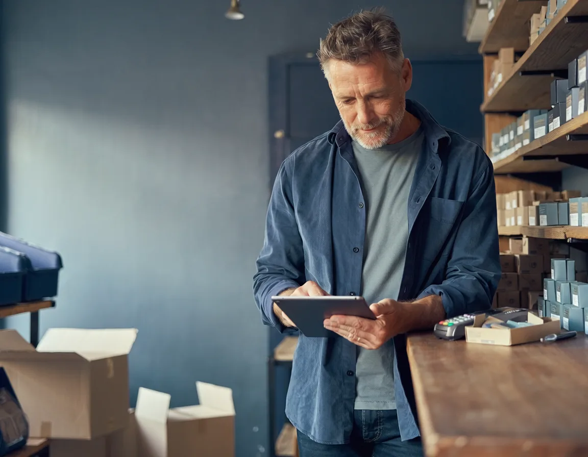 Merchant reviewing payments in their own shop